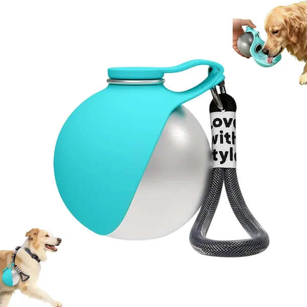 Botella de agua para perros KLINNA para viajes, botella de acero inoxidable de 285 ml con sistema de retorno, cuenco plegable de silicona para perros, botella de agua