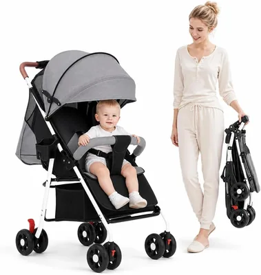 Lightweight Stroller - Compact Travel Buggy, One Hand Foldable, Upgraded Wheels & Underseat Basket, Ideal for All Seasons
