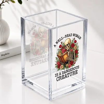 Clear Crack Resistant Desk Organizer - Funny Acrylic Cosmetic Pencil Holder
