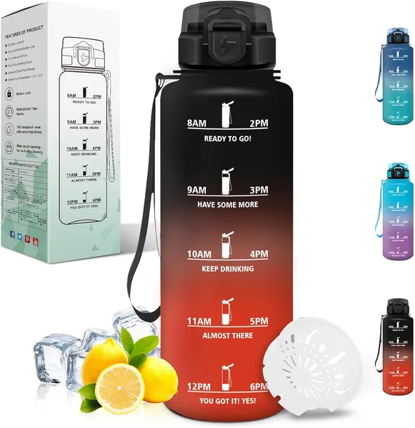 Motswedi 1,5 Litro Bottiglia d'Acqua con Filtro per Palestra, Escursioni e Ciclismo - Nero