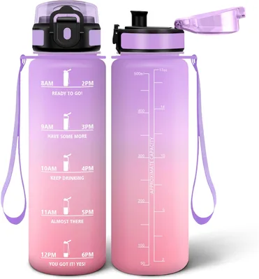 Bottiglia d'acqua Motswedi da 500 ml, Bottiglia sportiva, A prova di perdite, Con spugna pulente, Bottiglia di plastica motivazionale - Best Deal