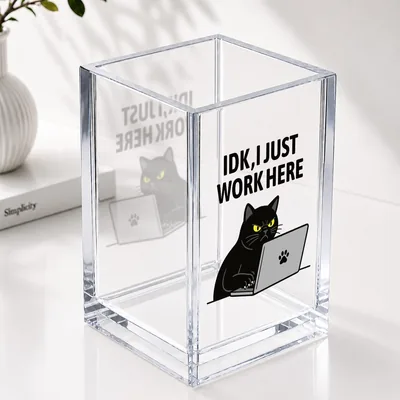 IDK Acrylic Cosmetic Pencil Holder - Clear Crack Resistant Desk Organizer, Sarcastic