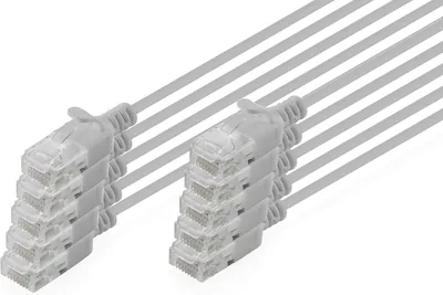 DIGITUS LAN-Kabel Cat 6 - 0,3 m - 1 Gbps - 10 Stück - Ungeschirmt U-UTP - Slim AWG 32/7 - PoE+ - LSZH - 250 MHz - RJ45 Netzwerkkabel