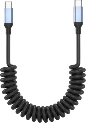 USB C Spiral Kabel Kurz 60 W USBC zu USBC Ladekabel für iPhone 15/16 Pro Max, 1 Pack [30 CM-1M]