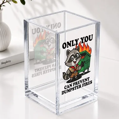 Clear Crack Resistant Desk Organizer - Cosmetic Pencil Holder