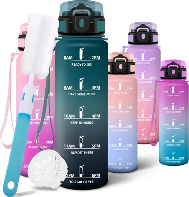 Motswedi 500ml Bottiglia d'Acqua Sportiva, Impermeabile con Spugna di Pulizia e Motivazione Plastica