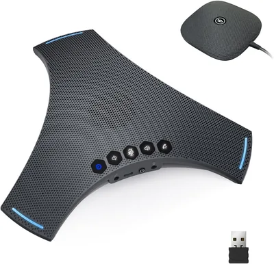 Altavoz y micrófono para conferencia Bluetooth inalámbrico con cadena margarita, recogida de voz omnidireccional