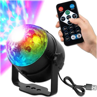 KRUMAD Kula dyskotekowa dla dzieci LED RGB - kompaktowe oświetlenie imprezowe