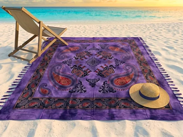 o-day Large Cotton Beach Towel 200 x 240 cm with Ethnic Patterns Beach Towel Large Double Size Multicoloured