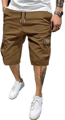 Pantalones cortos de trabajo de verano para hombre, con cordón, 100% poliéster, varios bolsillos
