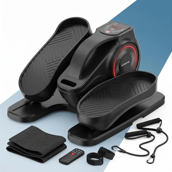 Portentum Mini Entrenador Elíptico Eléctrico con Control Remoto y Pantalla - Pedales Estáticos Automáticos y Manuales con Seleccionador de Velocidad - Mejor Oferta