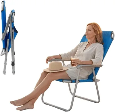 Silla de Playa Alta Plegable Devessport Kohala - Acero 22mm y Poliéster 600D - Descuento del 72%
