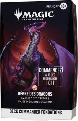 Deck de Commander Magic : The Gathering Foundations - Royaume du Dragon | Paquet de 100 cartes + accessoires (Version Française)