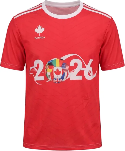 Keepatin Team Canada Soccer Jersey, One Piece Youth&Adult Canada Soccer Jersey, Size S-4XL Red World Football Jersey