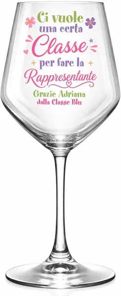 Whale Personalised Glass Wine Glass with Representative Name and Class, Gift Idea End of School Year, Polished Design
