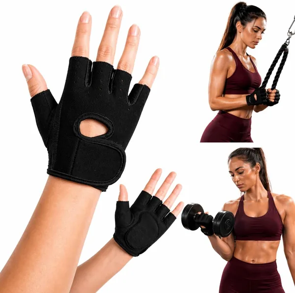 Luva Academia Muscula Treino Crossfit Unissex Ajust vel Protetor Palmar Antiderrapante Neoprene Grip Fitness Prote o Contra Calos Palma Preta Tamanho nico Para Treino Topsand