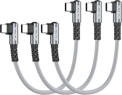 HOTNOW USB C till USB C Kabel 6.9" 3 Pack, Rätt Winkel Kabel 65W Snabbt Ladda Kompatibel med iPhone 16/15, Galaxy S24/S23 - Best Deal