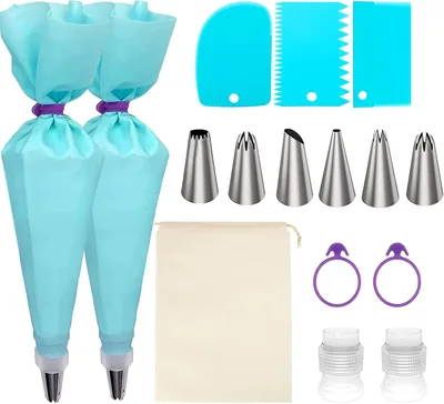 Teccfly 15 Pcs Piping Bags Set with Drawstring Bag & Nozzles - Best Deal