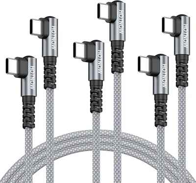 HOTNOW 3FT Rätt Winkel USB C till USB C Kabel 1m 3 Pack, 100cm 90 Grad Typ C till C PD 65W Fast Charge Kabel, Kompatibel med