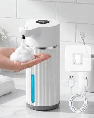 Molxss Automatischer Seifenspender 420 ml mit Sensor, Wandmontage, Digitales Display, 4 Dosierungsstufen, IPX5 - 15% Rabatt