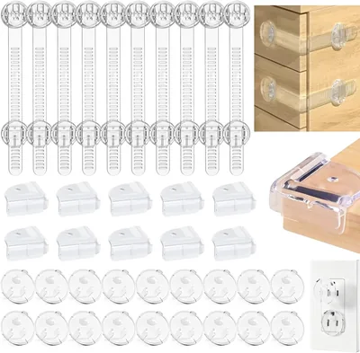 Seguros para Puertas y Cajones Bebé, Protector de Enchufe para Bebe con Cerraduras, Seguro y Seguro para Niños