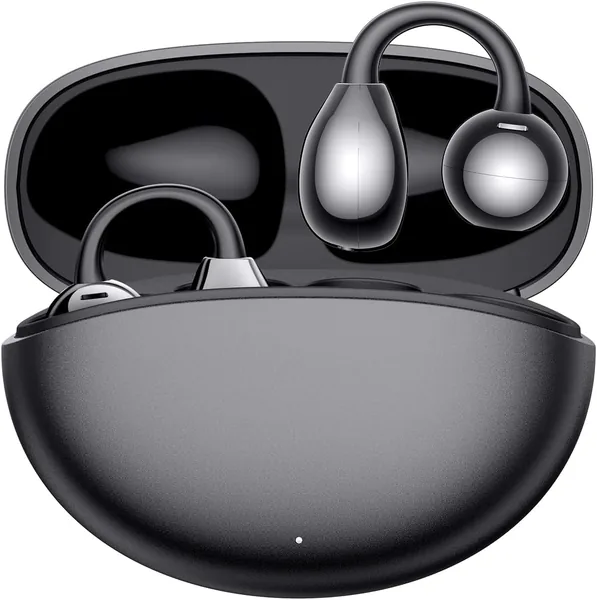 Clip on Bluetooth Earphones Open Ear Earbuds, Air Conduction Wireless Headphones, Ultra-Comfort, Lightweight, Clear Calls, IPX5 Waterproof, with Mic for Phone Sports Workout, Black