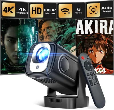 Alwtniet Mini Projektor 4K, Natywne 1080P, Przenośny z Androidem, Autofokus i Korekcja Keystone, WiFi 6 & Bluetooth - Najlepsza Cena