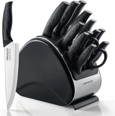 RAXCO Kitchen Knife Set 15 Piece with Block Best Deal