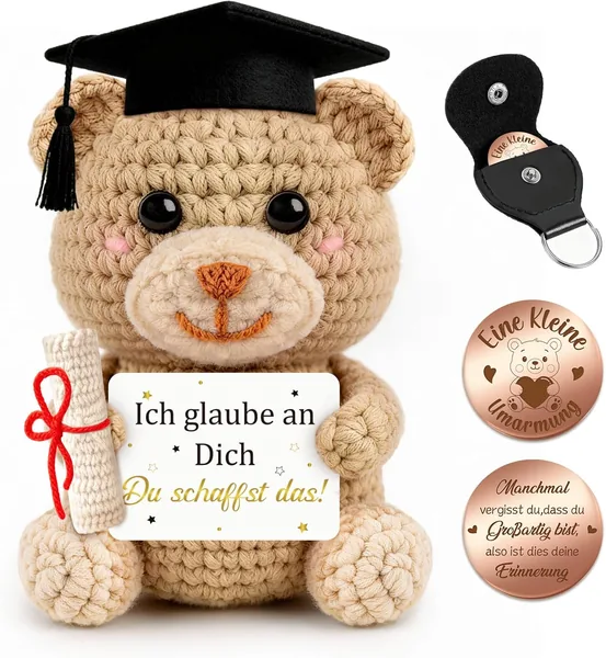 Giftota Abschluss Geschenk 2026 Handgeh kelter B r mit Gl cksm nze & Lederetui