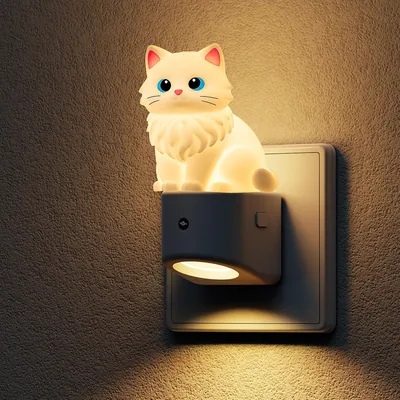 LOHAS LED Nachtlicht Steckdose 3D Katzen-Design RGB | Mit Dämmerungssensor, Dynamisches RGB/3000K Warmweiß, Dekorativ - 29% Rabatt