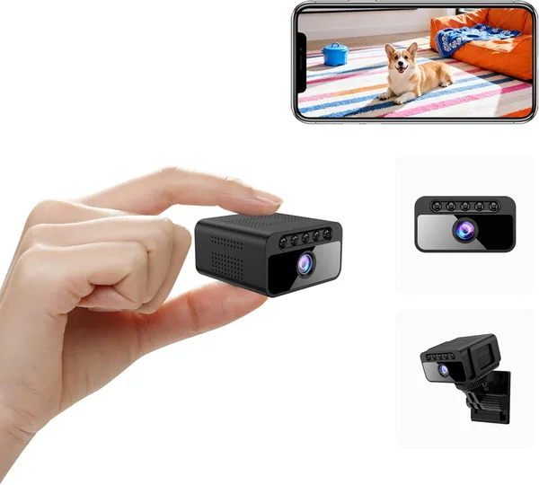 AOBOCAM Cámara Espía 4K Mini WiFi Interior/Exterior Visión Nocturna Detección de Movimiento iOS/Android App 2.4GHz para Hogar/Oficina/C