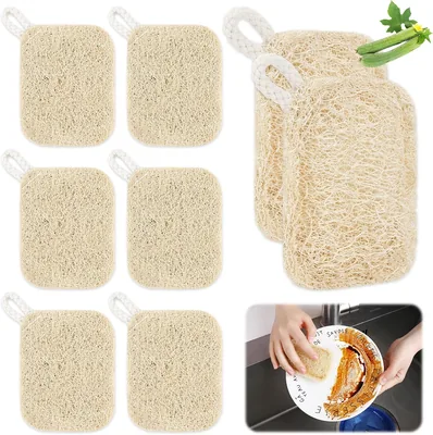 8 Piezas Luffa Biodegradable, 7 x 9 cm, Escurridor Natural, Resistente a Manchas, Ecológico, Altamente Absorbente, para Baño