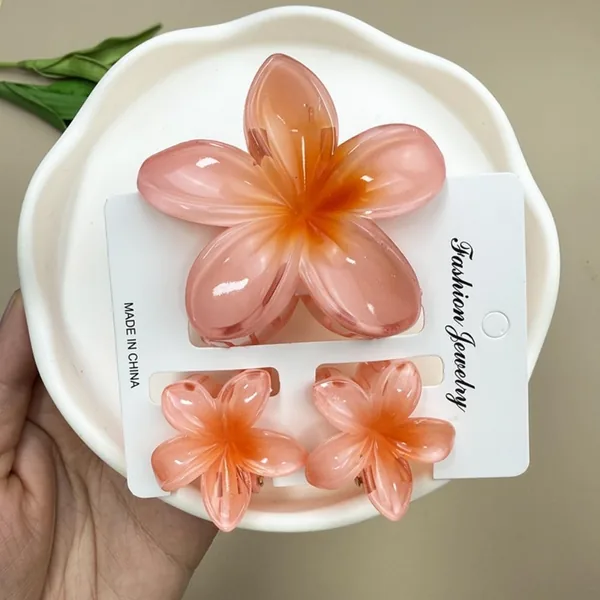 3 Pièces Barrettes de Cheveux Fleurs, Barrettes de Plage Hawaïennes, Accessoires Anti-Glissement pour Cheveux Épaisses et Fines pour Femmes - Meilleures Affaires