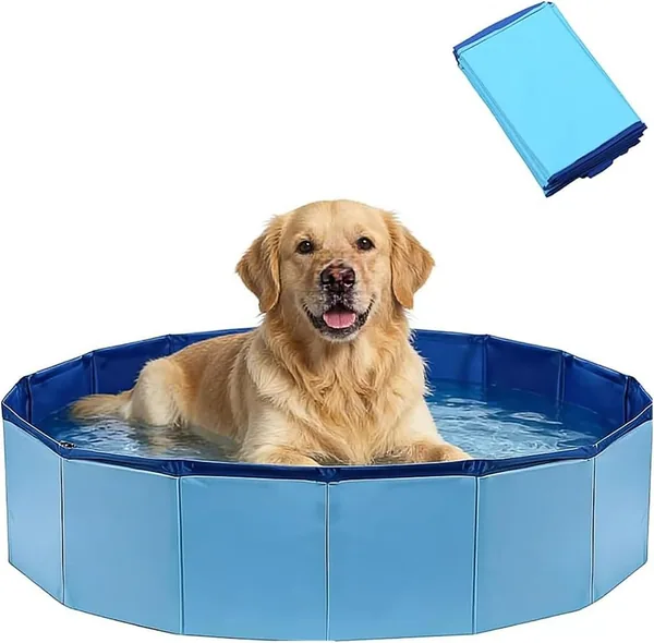 VASIVO Piscina per Cani Pieghevole 80 x 20 cm, Grande e Piccola Piscina per Pet, Piscina per Cani, Bacino in PVC (Blu) - Miglior Affare