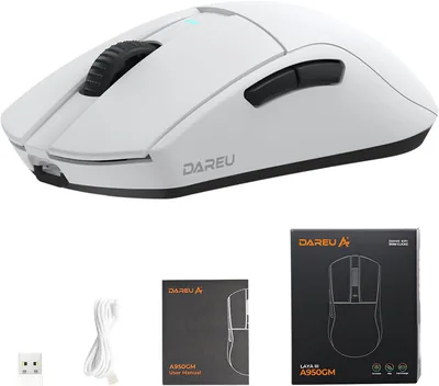 DAREU A950GM Mouse Inalámbrico, Blanco, Ratón Gamer Ultraligero, 26000 dpi, Sensor PAW3395, Triple Modo 2.4G/BT/USB-C, 100M Best Deal