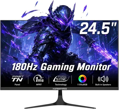 مونيتور ألعاب XUNDEFINED 24.5 بوصة، 180 هرتز، فولي هاي دي 1080ب، بانيل تي إن، 115% sRGB، HDR10، فري سينك، فلتر ضوء أزرق، مكبرات مدمجة