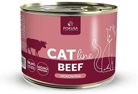 POKUSA - CatLine | Wołowina | Monoproteinowa Karma Mokra dla Kota | 98,4% Wołowiny i Bulionu | Bezzbożowa | Wysoka Smakowitość