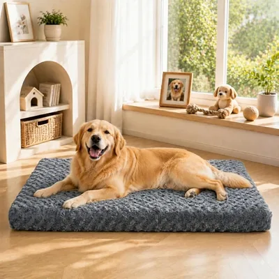 Cama para Perros Grandes YUDSKU 120x80cm, Antideslizante y Lavable | Espuma Ondulada para Articulaciones
