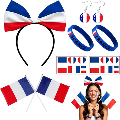 Kit de soutien de l'équipe de France AHEZQILU - Ensemble festif bleu-blanc-rouge