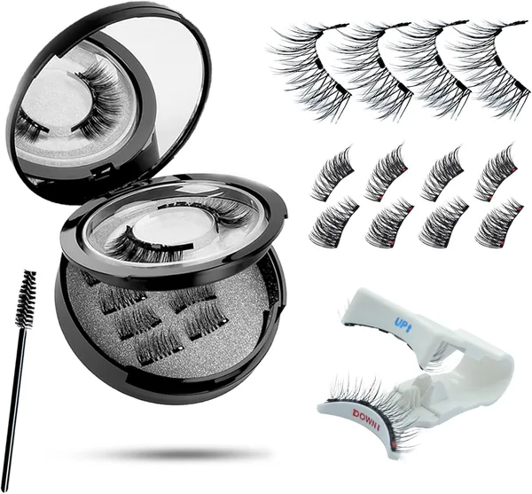 Magnetische Wimpern, 3 Paare Magnetische Wimpern, Natürlicher Look ohne Eyeliner, Voll- & Halbwimpernstile 4