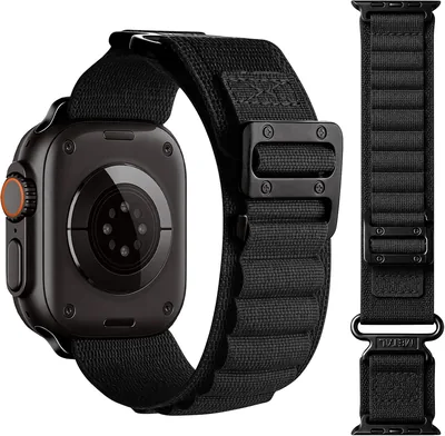 Correa de Nylon Fullmosa Alpine Loop para Apple Watch 49/46/45/44/42mm, Negro