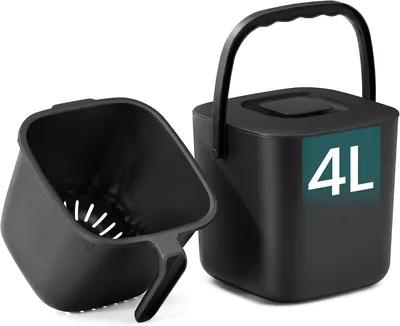 SONGMICS LEOS Bioabfallbehälter LTB214BZ01, 4L Kompostbehälter mit Deckel, geruchshemmend, kleiner Tischmüllbehalt