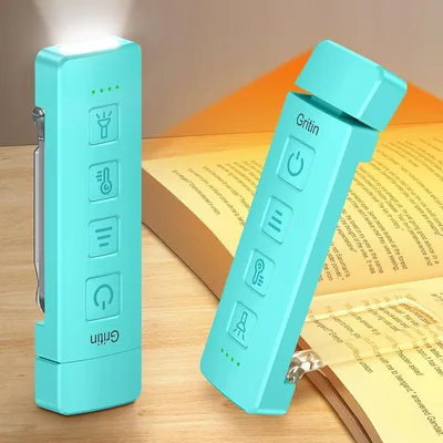 Gritin Luz de Lectura con 7+1 LED, Lámpara Lectura 2 en 1 & Linterna | 6 Colores Protección Ocular, 6 Niveles Brillo