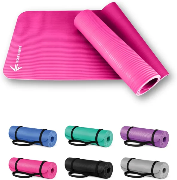 Lockie Fitness Yoga Mat 8 mm Thick, Non Slip Exercise Mat for Women and Men