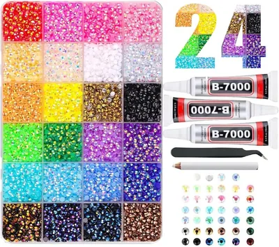 24-Color Jelly Resin Rhinestones Kit - 30000 Pieces with Glue