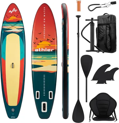 Deska SUP Athler Zander 350 - kompletny zestaw dla do 180 kg - siedzenie kajakowe i wiosło 2 w 1