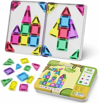 56 PCS Magnetic Tiles Travel Set, Montessori Education Toys