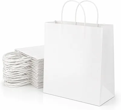 12 Pcs Medium White Paper Bags 27×12×33 CM (90 GSM) Best Deal