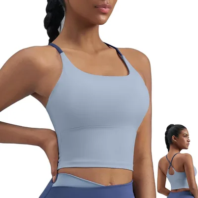 Top Deportivo Mujer - Blusas Deportivas para Pilates - Brasier Deportivo Tirantes Recortados, Tank Top de Cuello Alto