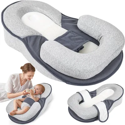 Last Page® Baby Lounger Pillow - Reflux Support for Breastfeeding & Bottle Feeding, Adjustable Tummy Time Cushion